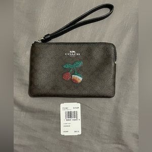 Coach cherry print wristlet